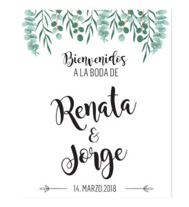 Banner Bienvenida Boda Hojas