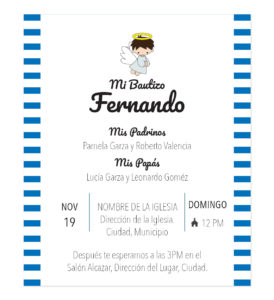 Diseño de Invitación Bautizo Rayas Boy