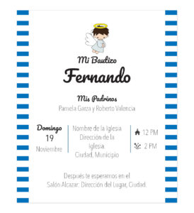 Diseño de Invitación Bautizo Rayas Boy