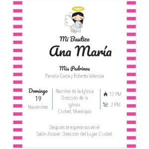 Diseño de Invitación Bautizo Rayas Girl