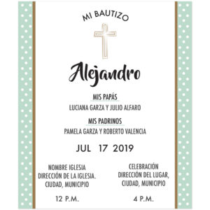 Diseño de Invitación Bautizo Verde Menta