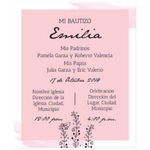 Diseño de Invitación Bautizo Camille