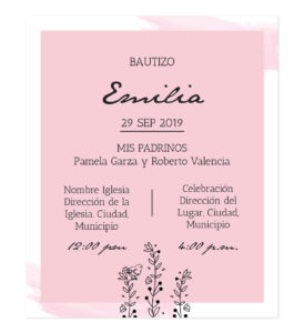 Diseño de Invitación Bautizo Camille