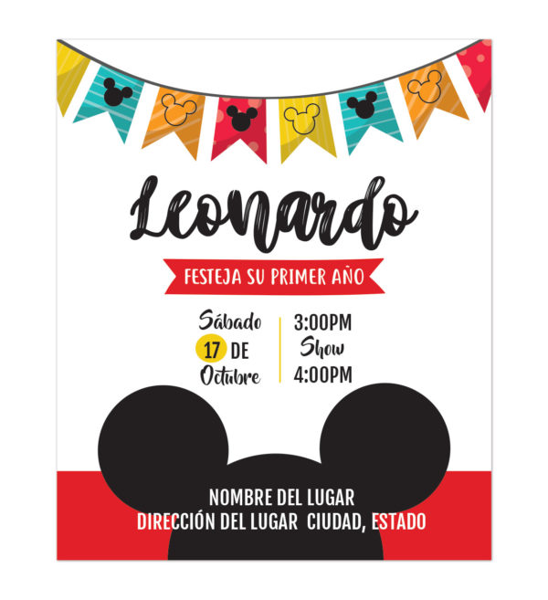 Invitación Cumpleaños Mickey