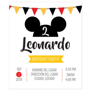 Invitación Cumpleaños Mickey Fiesta