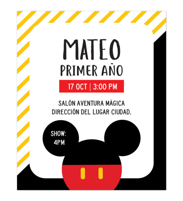 Invitación Cumpleaños Mickey Rayas