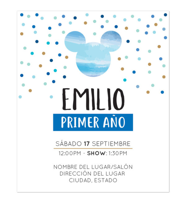 Invitación Cumpleaños Mickey Blue