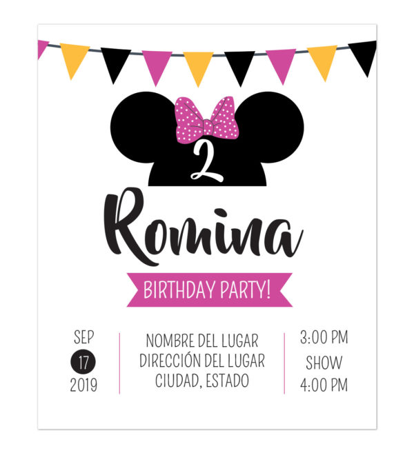 Invitación Cumpleaños Minnie Fiesta