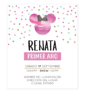 Invitación Cumpleaños Minnie Pink