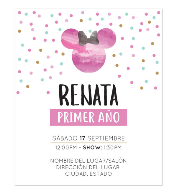 Invitación Cumpleaños Minnie Pink