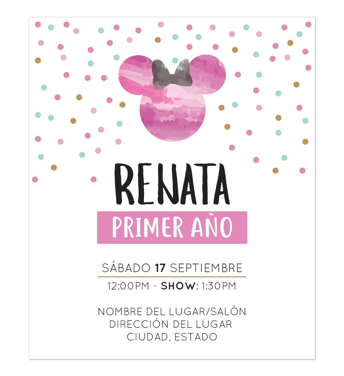 Invitación Cumpleaños Minnie Pink - Diseños personalizados