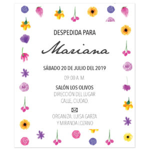 Invitación Despedida de Soltera Pared Flores