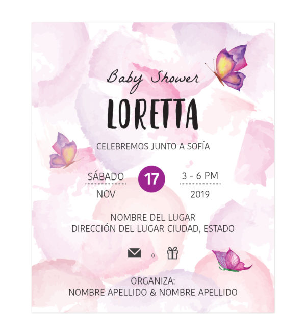 Diseño Invitación Baby Shower Mariposas