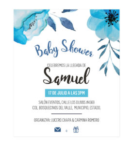Diseño Invitación Baby Shower Flor Azul