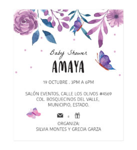 Diseño Invitación Baby Shower Butterfly