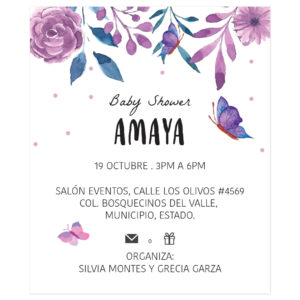 Diseño Invitación Baby Shower Butterfly