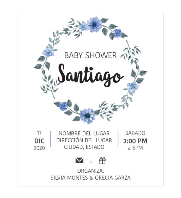 Diseño Invitación Baby Shower Corona Flor