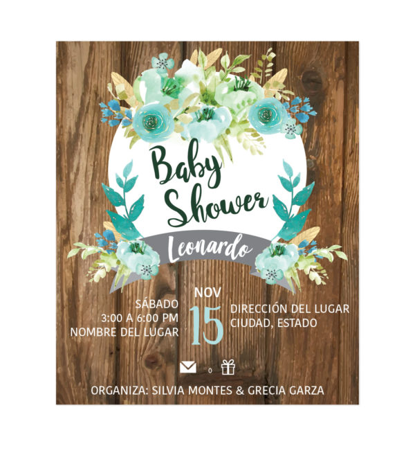 Diseño Invitación Baby Shower Wood