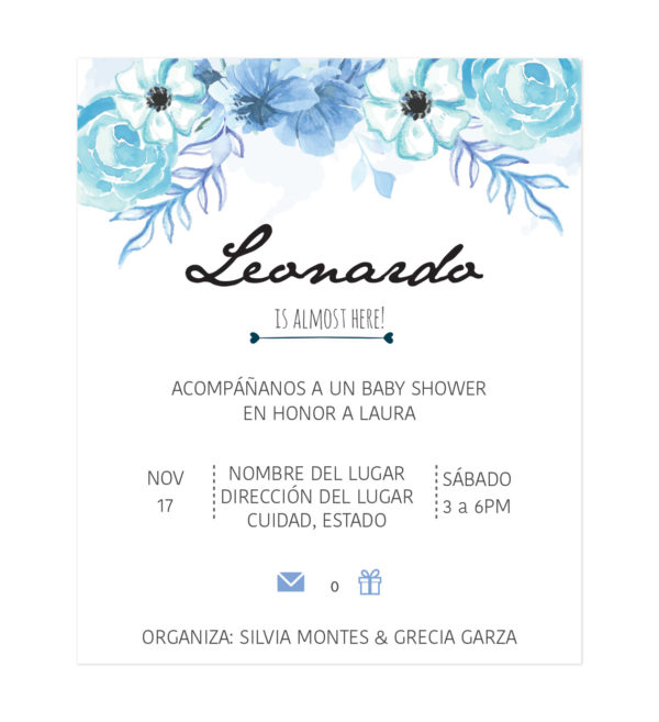 Diseño Invitación Baby Shower Blueflower