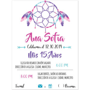 Invitación XV Años Atrapasueños Morado