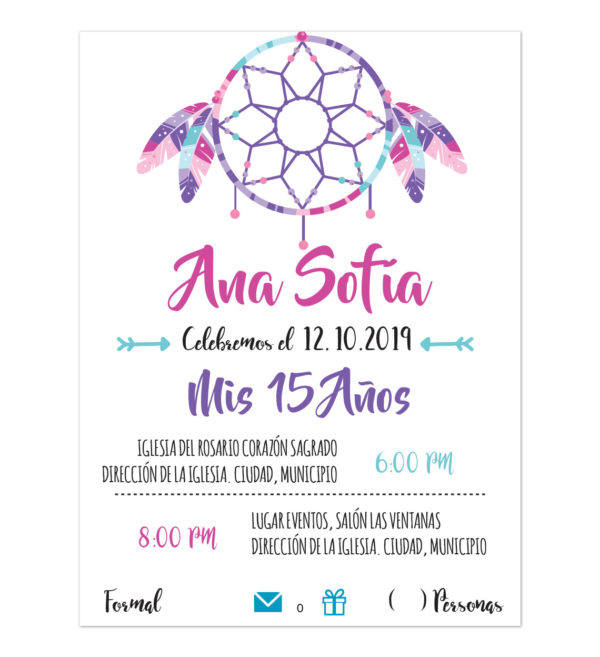 Invitación XV Años Atrapasueños Morado