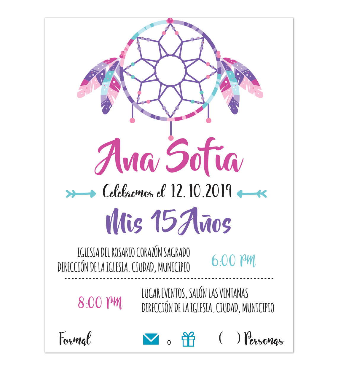 Invitación XV Años Morado - Invitaciones