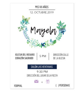 Invitación VX Años Mariposa