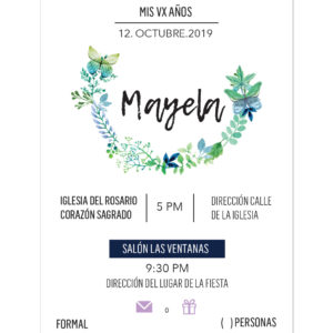 Invitación VX Años Mariposa