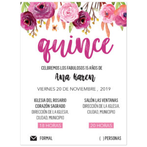 Invitación XV Años Flores