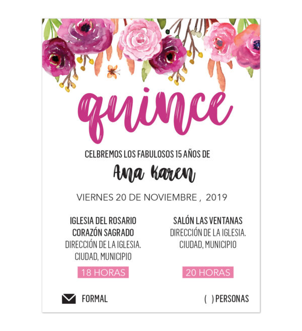 Invitación XV Años Flores