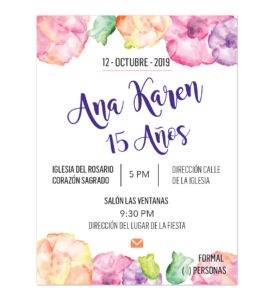 Invitación XV Años Flores Colores