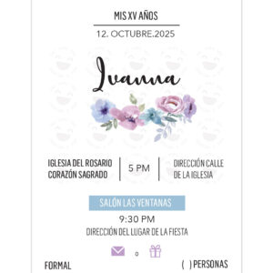 Invitación Quince Años Línea Floral