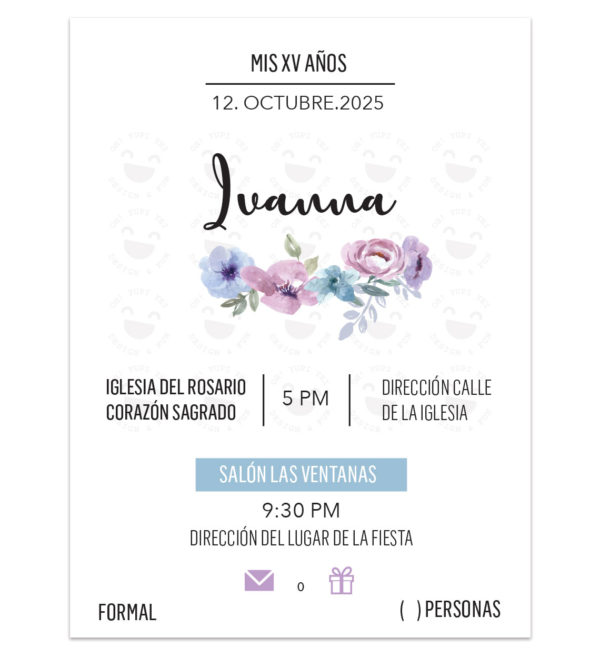 Invitación Quince Años Línea Floral