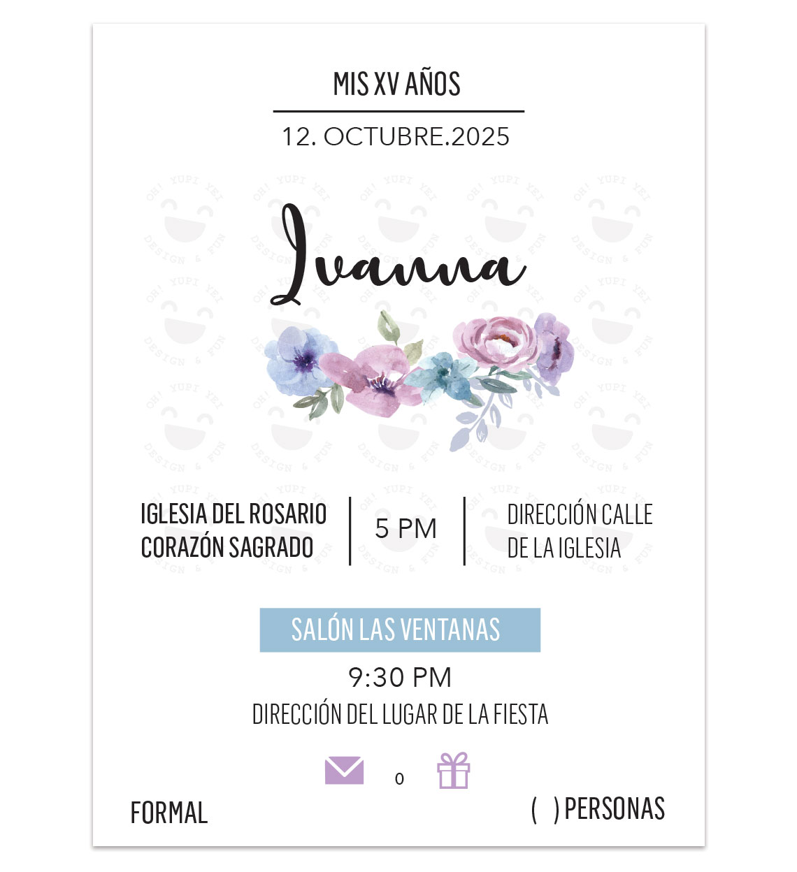 Invitacion De 15 Anos Invitación Quince Años Línea Floral - Invitaciones Digitales