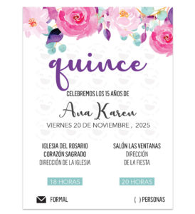 Invitación Quince Años Pink Flowers