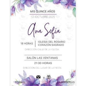 Invitación Quince Años Violetas