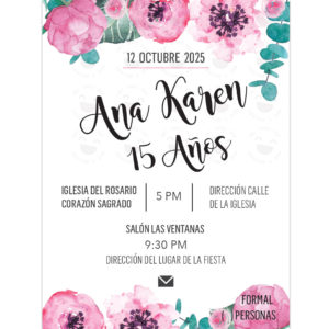 Invitación Quince Años Peonies