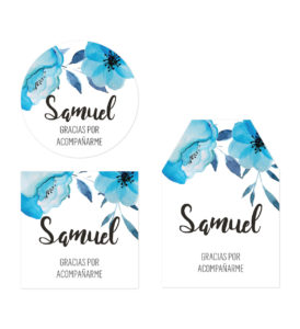 Tarjeta de Agradecimiento Baby Shower Flor Azul