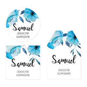 Tarjeta de Agradecimiento Baby Shower Flor Azul