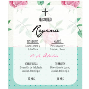 Diseño de Invitación Bautizo Flor Vintage