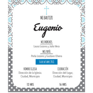 Invitación Bautizo Blue Vintage