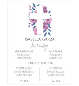 Invitación Bautizo Cruz Rosa