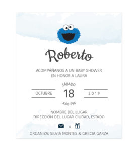 Diseño Invitación Baby Shower Blue Monster