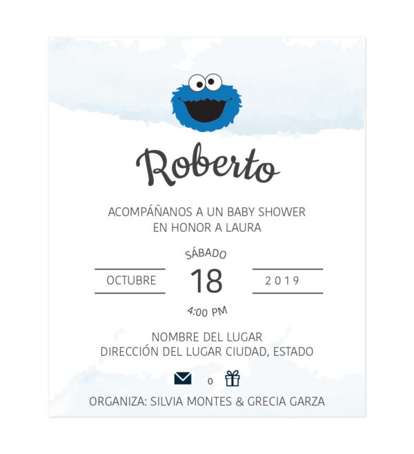 Diseño Invitación Baby Shower Blue Monster