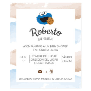 Diseño Invitación Baby Shower Cookie Monster