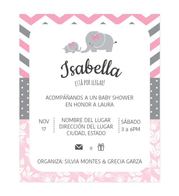 Invitación Baby Shower Hojas Doradas