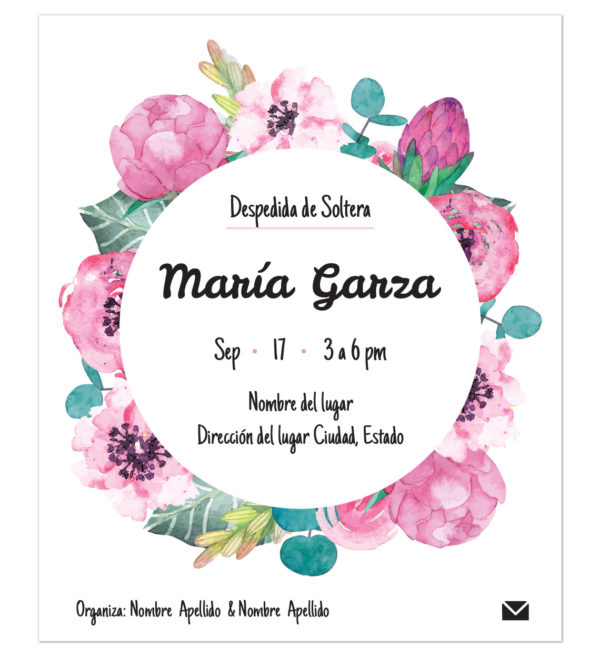 Invitación Despedida de Soltera Peonies Circular