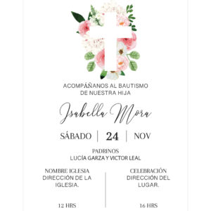 Invitación Bautizo Cruz Rosa L