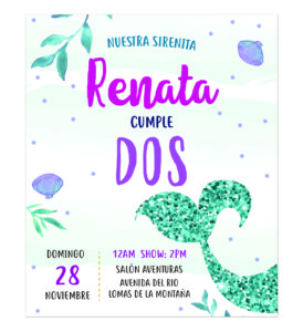 Invitación Cumpleaños Sirena Sparkle