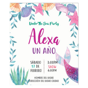 Invitación Cumpleaños Sirena Estrella